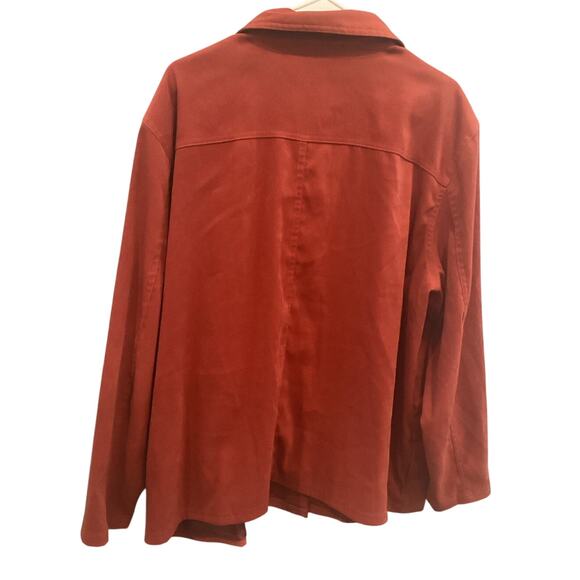 Susan Graver Womens Jacket Size 2X Button Up Burnt Red Embroidered Floral Fall - Picture 5 of 10